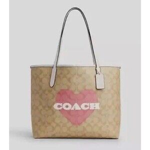 Coach Heart Print City Tote Signature Pink CP052 Bag Purse Handbag Laptop NWT